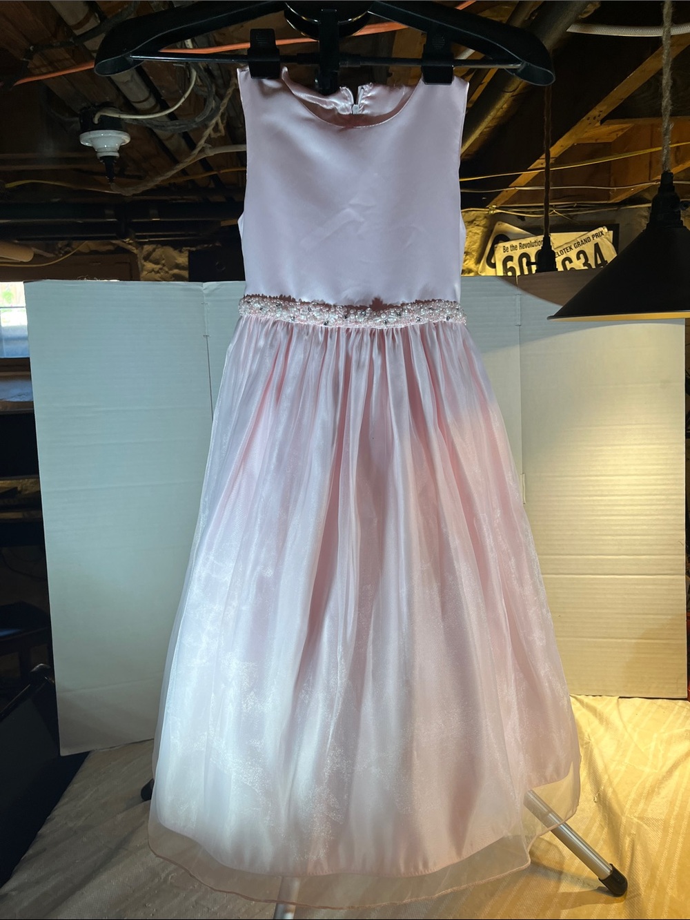 Cinderella Blush Pink Satin & Tulle Flower Girl Dress